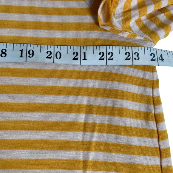 Loft Top Women's Size X-Large Gold White Ruffle Bell Sleeve Striped Vacation - Picture 5 of 6